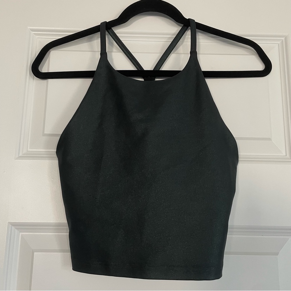 Old Navy Active Black Shimmer Sports Crop Tank Top Bra